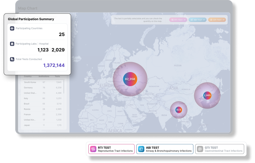 Global network map chart